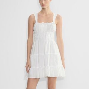 Aritzia Sunday Best Martine 100% cotton linen white mini dress XS
